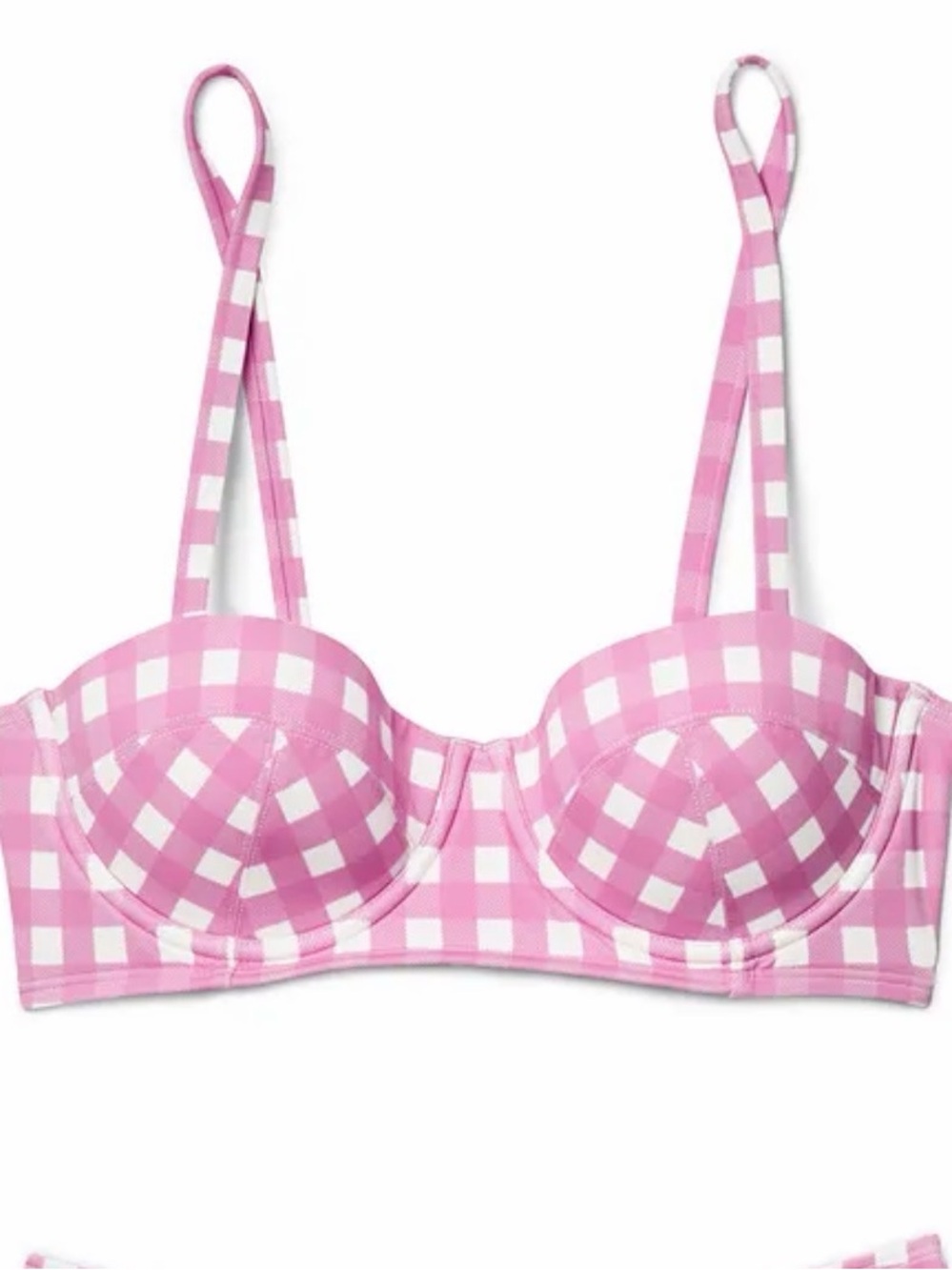 Pink Gingham Underwire Balconette Swim Top